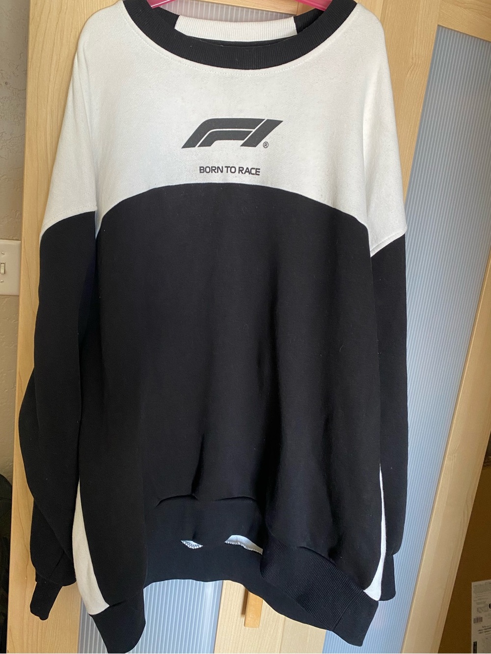 H&M Black and White 'Born to Race' Oversized Crewneck Sweater